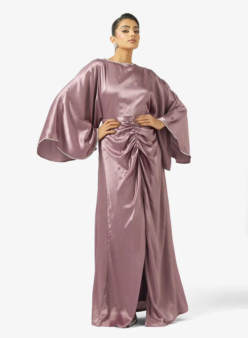 Tie-Up Neck Shimmer Maxi Dress